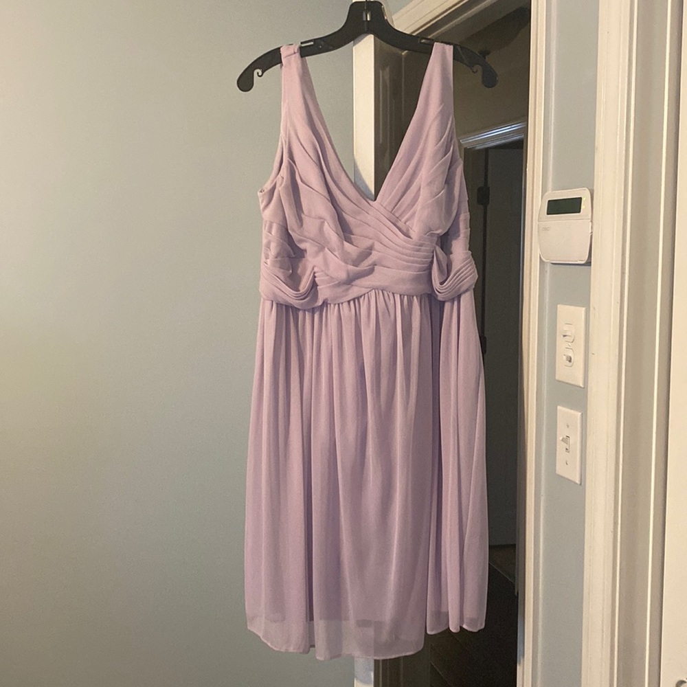 David’s bridal short purple tank top chiffon dress